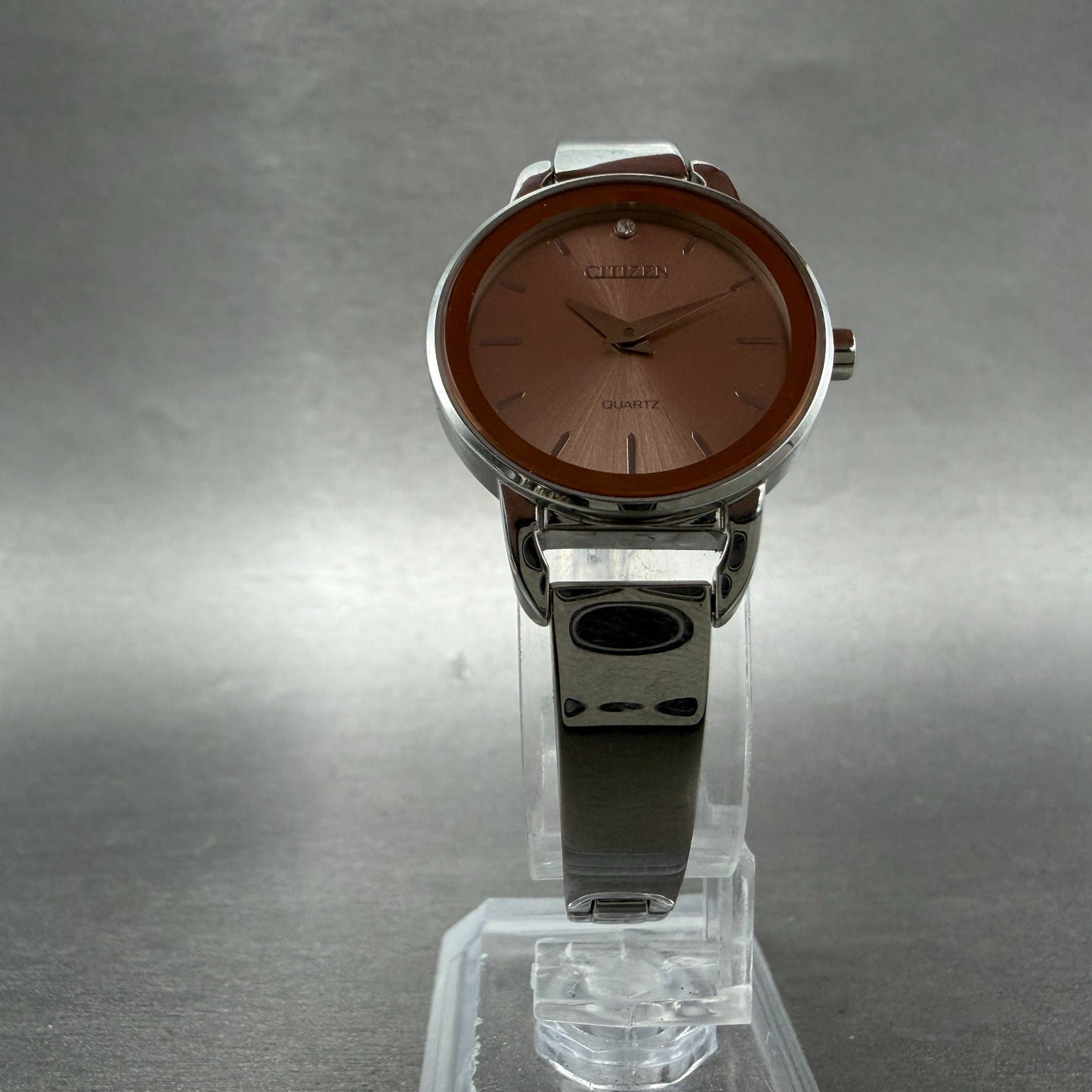 Citizen Watch Women 26mm Rose Dial Silver Tone Round 9627-S121655 New Battery5