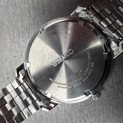 Seiko Watch Men 41mm Silver Dial Silver Tone Date Round 6N42-00G0 New Battery10