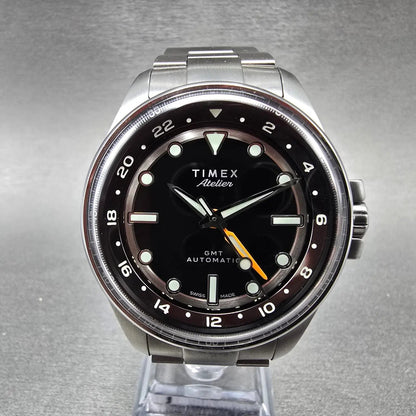 Timex Atelier GMT24 M1a Automatic Watch Men 40mm Black Dial Steel TW2Y723000