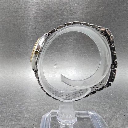 Seiko Solar Watch Women 22mm White Dial Two Tone Round V115-0AG0 Runs CRACKED6