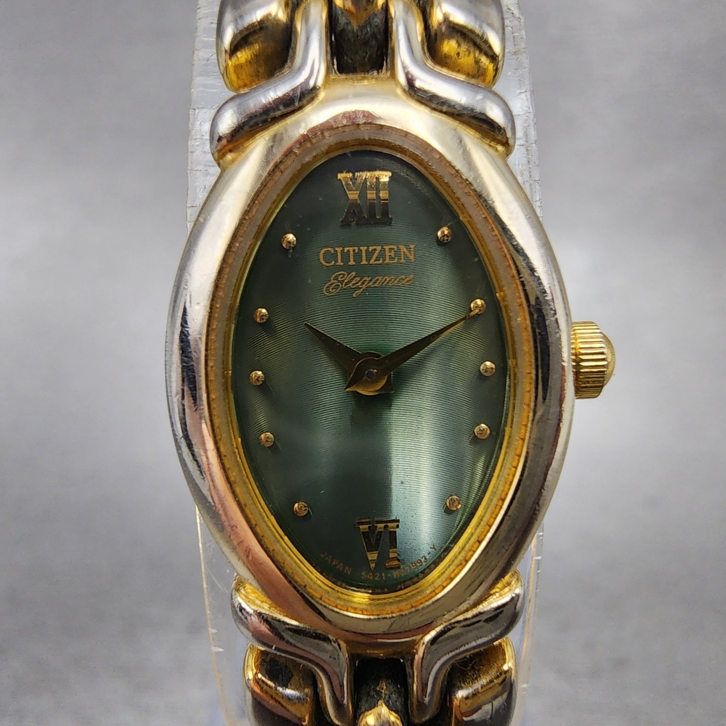 Citizen Elegance Watch Women 15mm Green Dial Two Tone 5421H16587 New Battery1