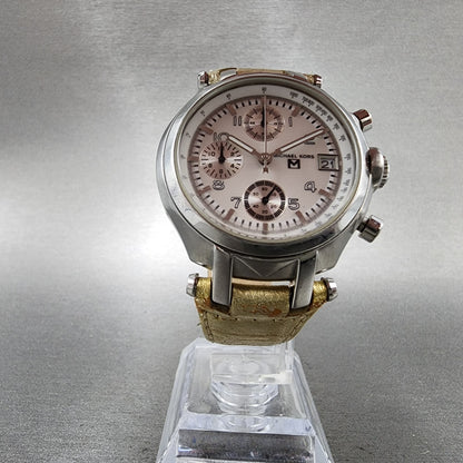 Michael Kors Chronograph Watch Women 36mm White Dial Silver Tone date New Batt5