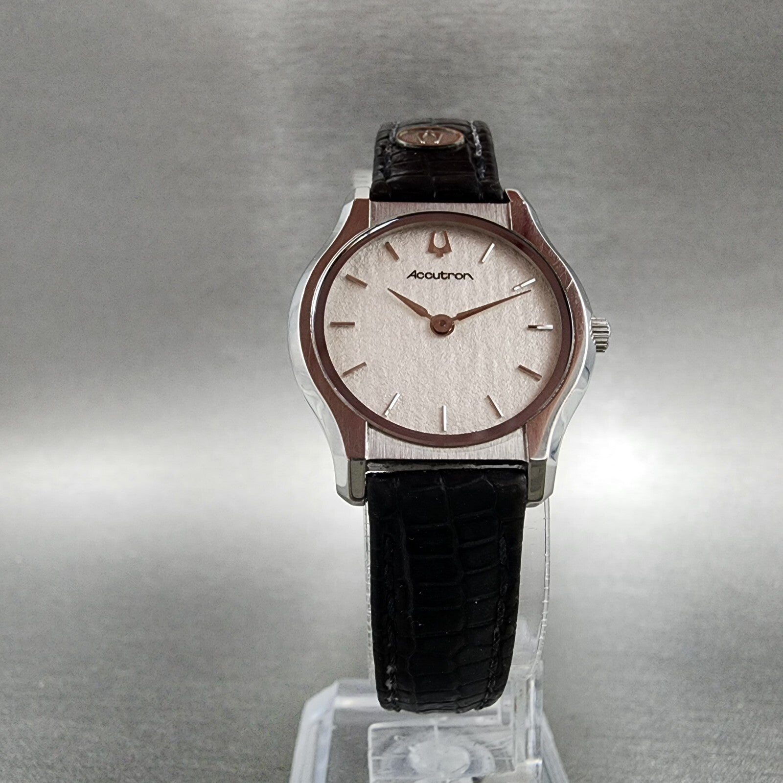 Bulova Accutron Watch Women 25mm White Dial Steel Round 26L01 New Battery5