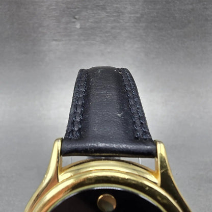 Movado Museum Watch Men 35mm Black Dial Gold Tone Round 87 E4 0863 New Battery K4
