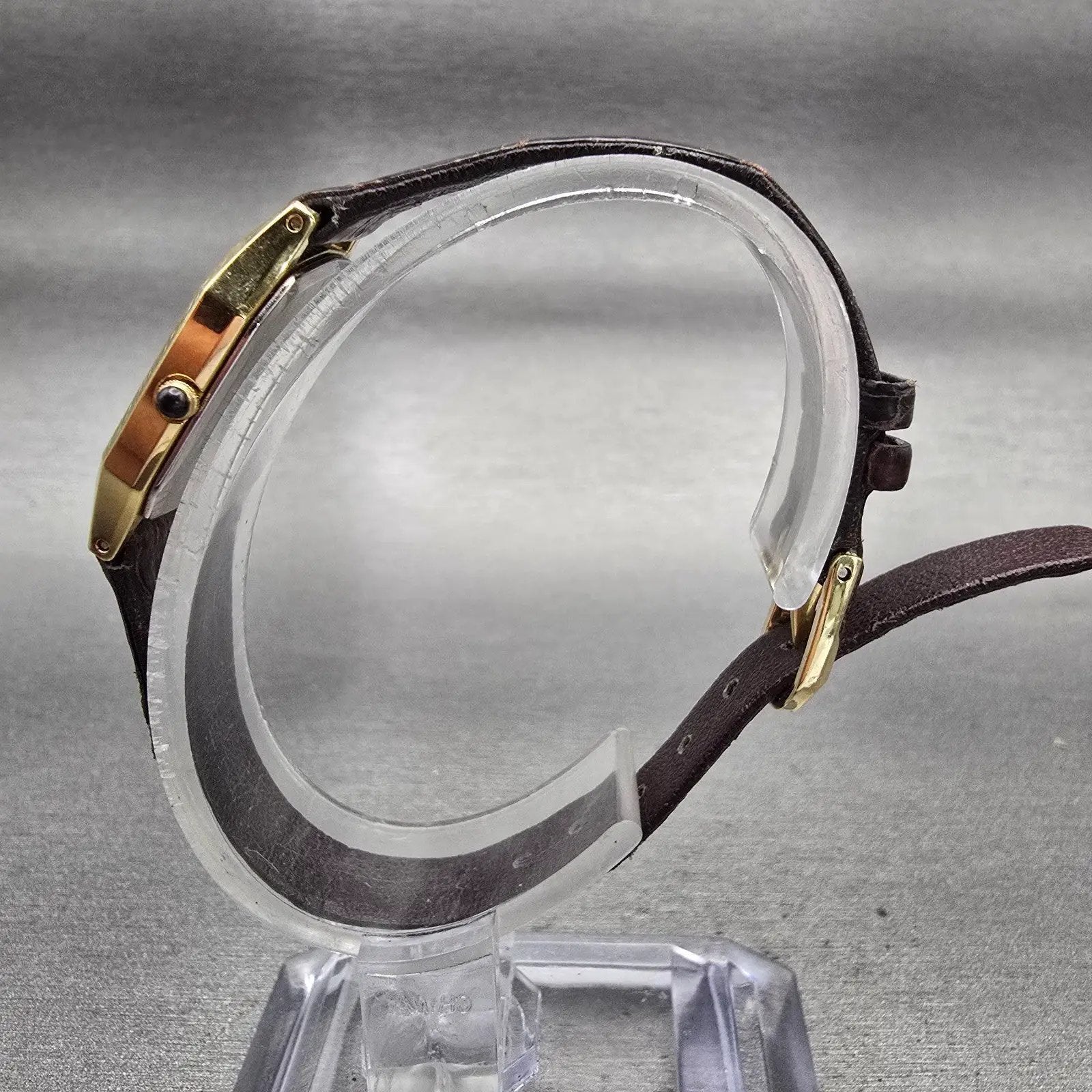 Seiko Exceline Watch Women 21mm Gold Dial Gold Tone Rectangle c New Batt6