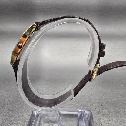 Seiko Exceline Watch Women 21mm Gold Dial Gold Tone Rectangle c New Batt6