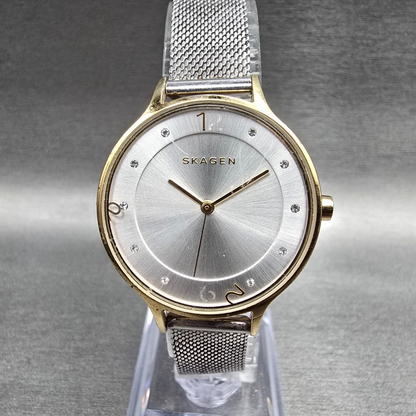 Skagen Anita Lille Watch Women 30mm Silver Dial Gold Tone SKW2340 New Battery0
