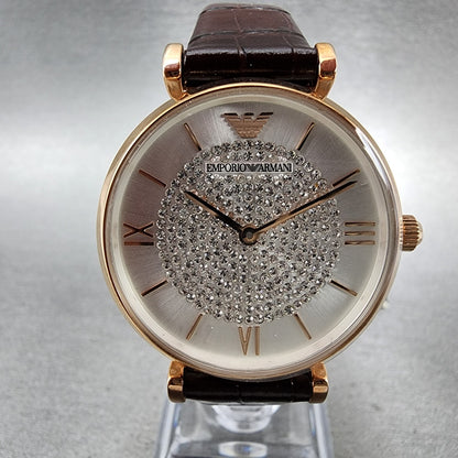 Emporio Armani Gianni Watch Women 32mm Silver Dial Rose Gold Tone Round AR11269
