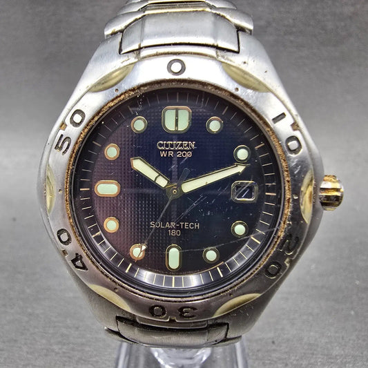 Citizen Eco-Drive Dive Watch Men 40mm Blue Dial Two Tone Date 7871-H19331 Runs0