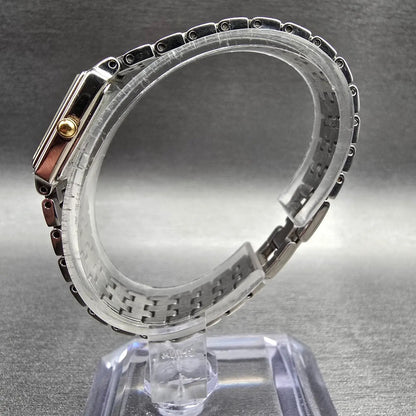Seiko Tank Watch Women 16mm White Dial Two Tone Rectangle 1N01-0FH0 New Battery76
