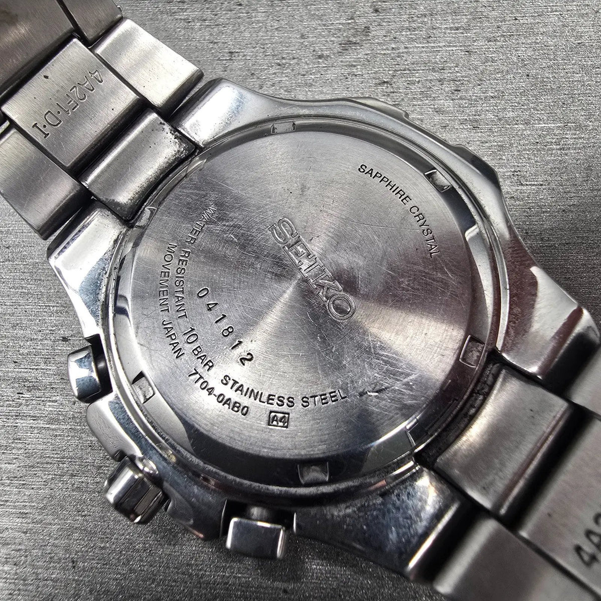 Seiko Coutura Watch Men 45mm Blue Dial Silver Tone Chrono 7T04-0AB0 New Battery10