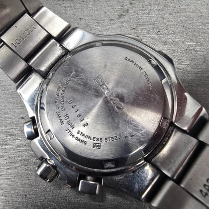 Seiko Coutura Watch Men 45mm Blue Dial Silver Tone Chrono 7T04-0AB0 New Battery10