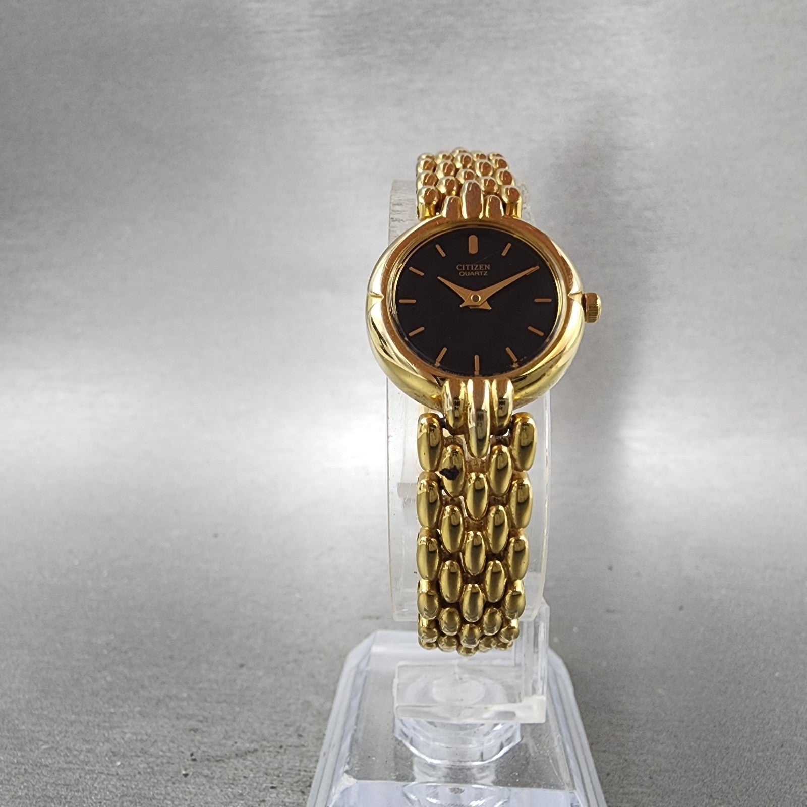 Citizen Watch Women 20mm Black Dial Gold Tone Round 5920S49577 New Battery5