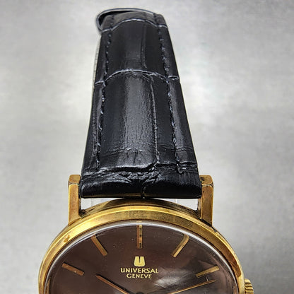 Universal Geneve Watch Men 32mm Brown Dial Gold Plated Manual Wind 542109 READ!!