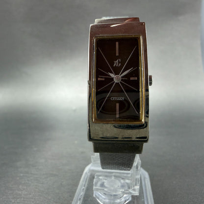 Citizen XC Tank Watch Women 16mm Brown Dial Silver Tone 5431-H12549 New Battery5