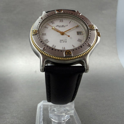 Eddie Bauer Dive Watch Men 36mm White Dial Two Tone Date Round New Battery6
