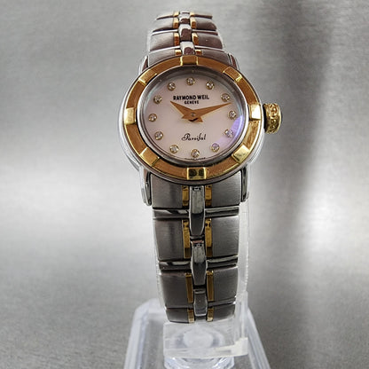 Raymond Weil Parsifal Watch Women 23mm MOP Dial Two Tone 9640 New Battery