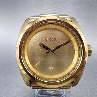 Nixon Kingpin Watch Men 41mm Gold Dial Gold Tone Round New Battery