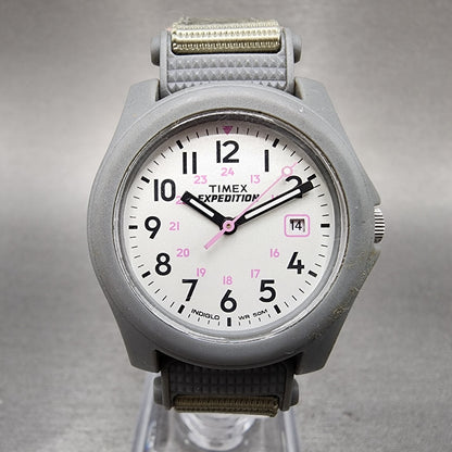 Timex Expedition Camper Watch Women White Dial Gray Date Round T42591 New Batt0