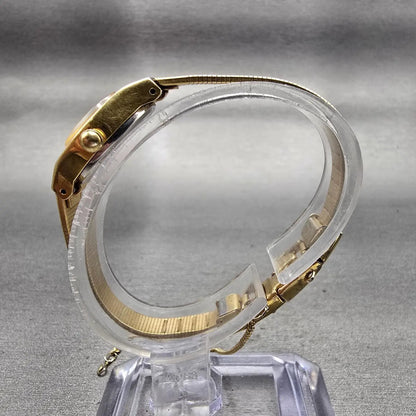 Seiko Watch Women 16mm Gold Dial Gold Tone Round 5420-0029 New Battery Vintage6