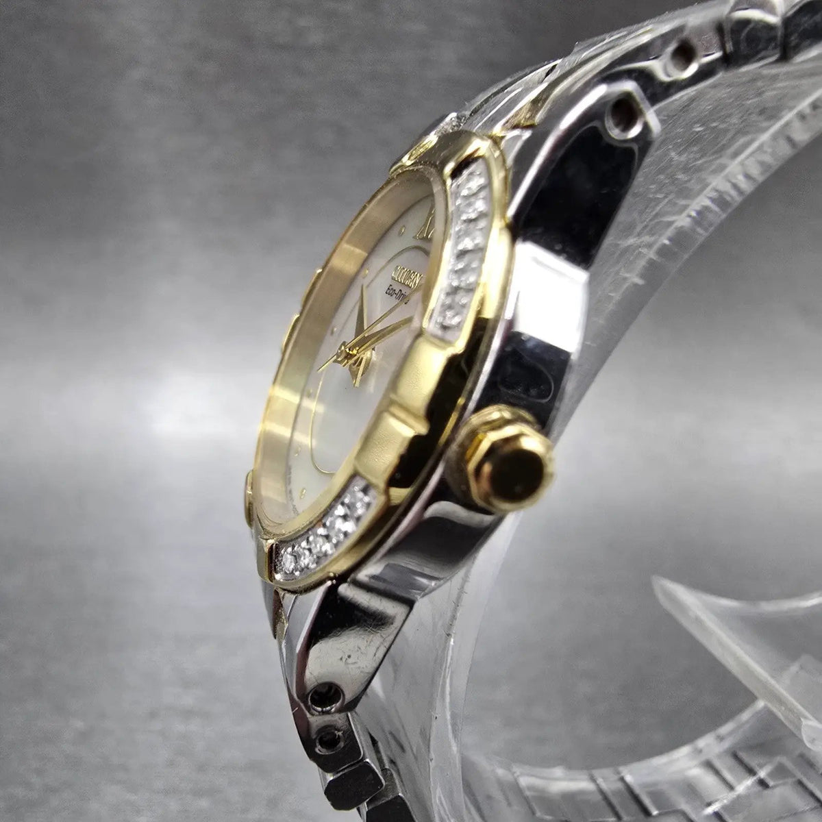 Citizen Eco-Drive Elektra Watch Women 24mm MOP Dial Two Tone Diamonds Round Runs2