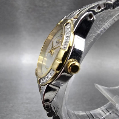 Citizen Eco-Drive Elektra Watch Women 24mm MOP Dial Two Tone Diamonds Round Runs2