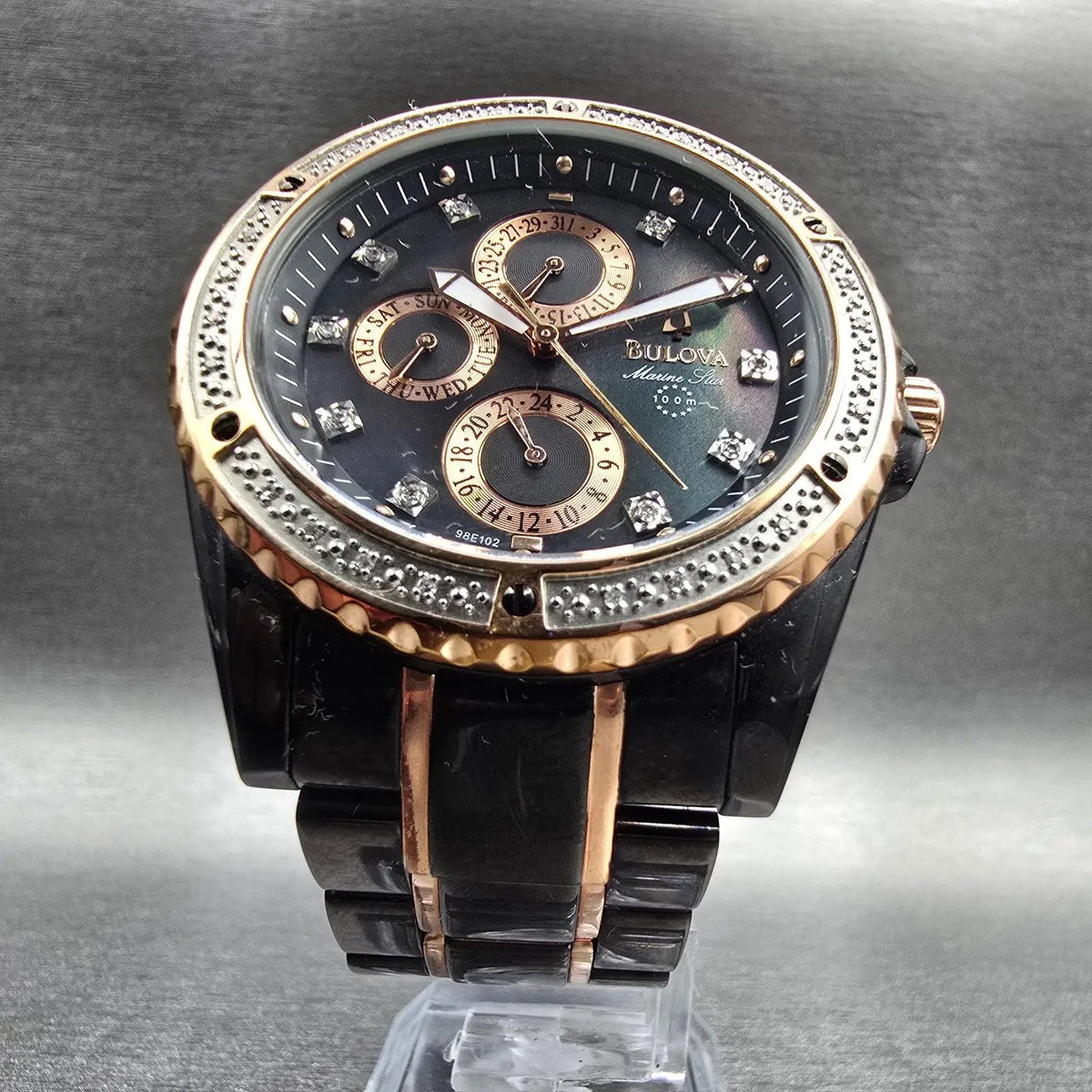 Bulova Marine Star Watch Men 42mm MOP Dial Two Tone Daydate 98E102 New Battery5