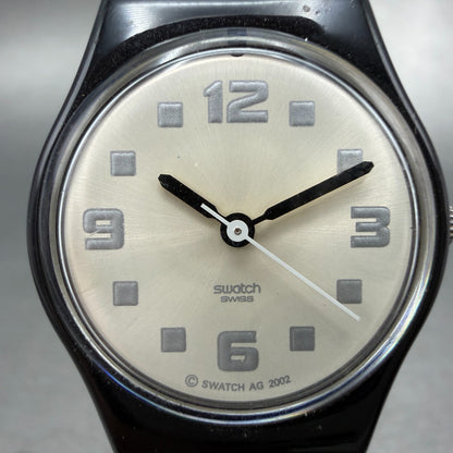 Swatch Cheeseboard Watch Women 25mm Silver Dial Black LB160G New Battery1