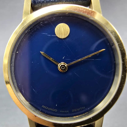 Zenith Movado Museum Watch Women 25mm Blue Dial Gold Plated Manual Wind Runs1