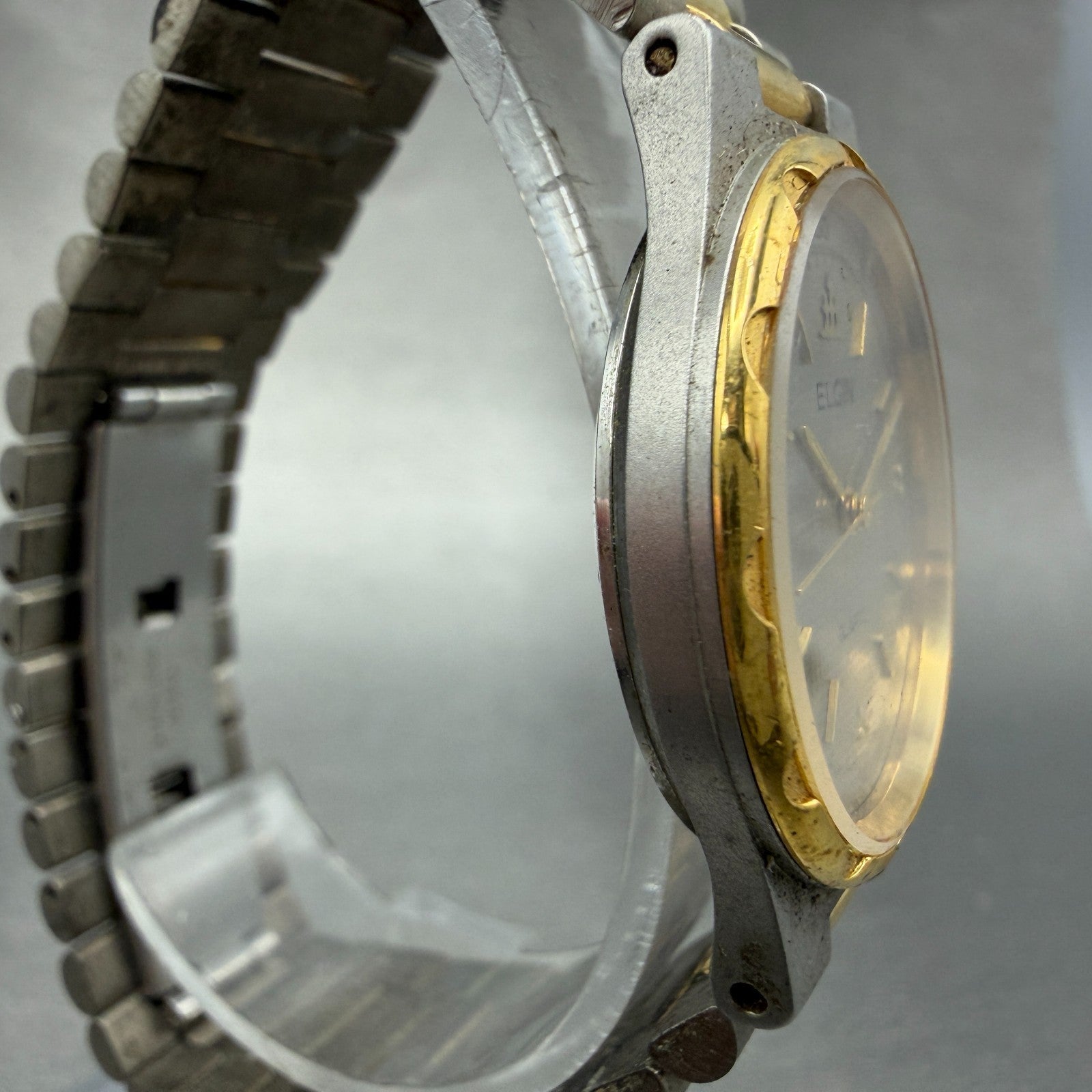 Elgin Watch Women 30mm Silver Dial Two Tone Round FK262 New Battery Vintage3