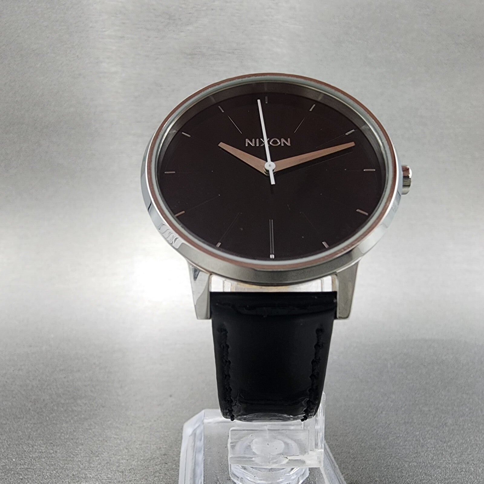 Nixon The Kensington Watch Women 37mm Black Dial Steel Round New Battery5