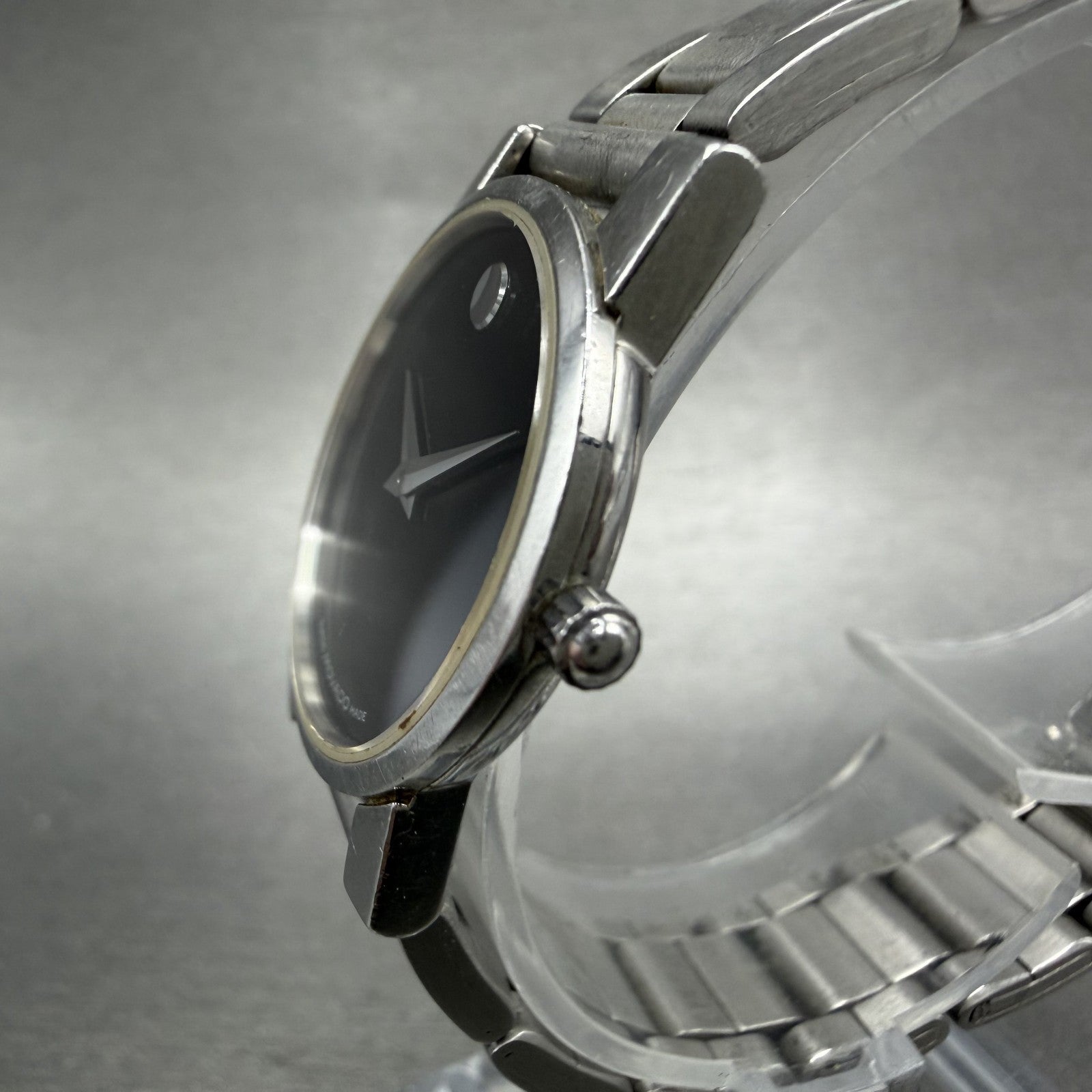 Movado Museum Watch Women 25mm Black Dial Steel Round 84.A1.0845 New Battery2