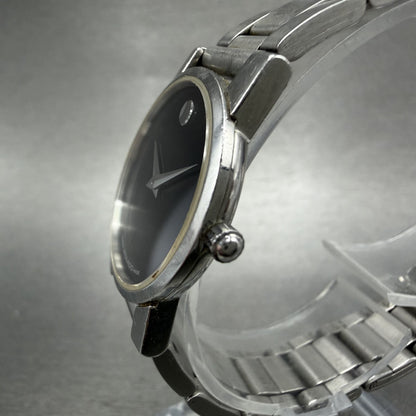 Movado Museum Watch Women 25mm Black Dial Steel Round 84.A1.0845 New Battery2