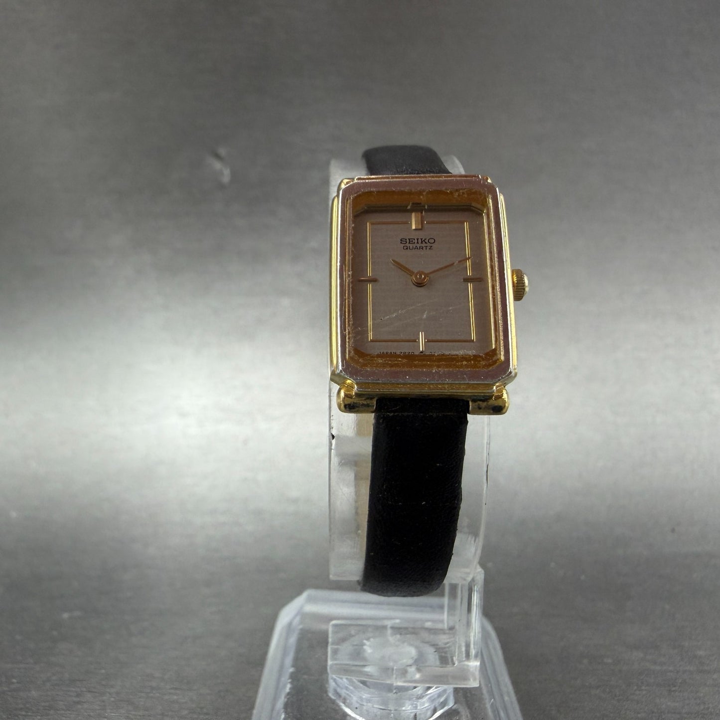 Seiko Tank Watch Women 17mm Silver Dial Two Tone Rectangle 2P20-5D70 New Battery5