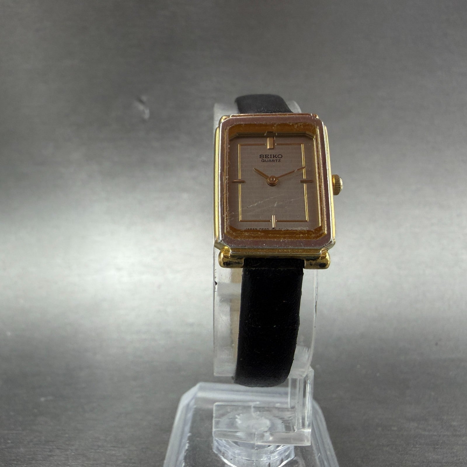 Seiko Tank Watch Women 17mm Silver Dial Two Tone Rectangle 2P20-5D70 New Battery5