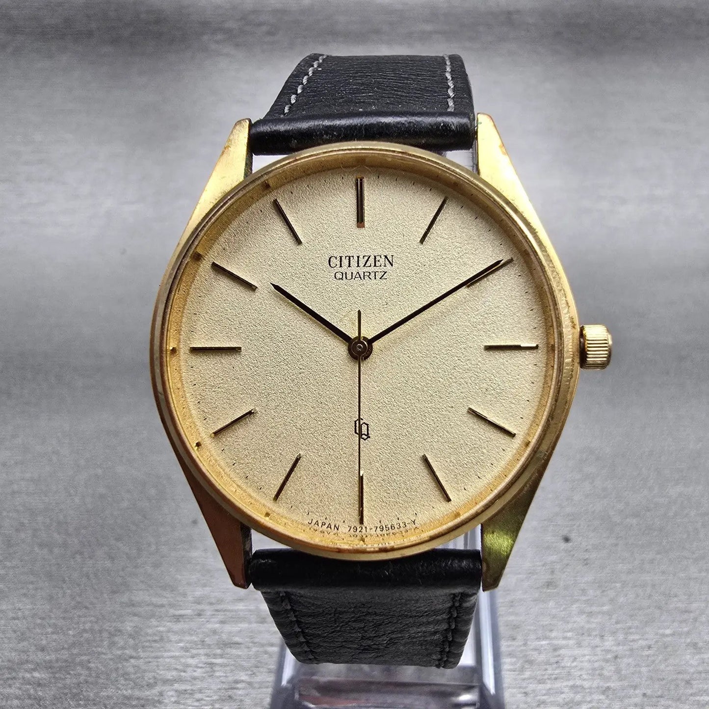 Citizen CQ Watch Men 33mm Champagne Dial Gold Tone Round 4-795512 New Battery0
