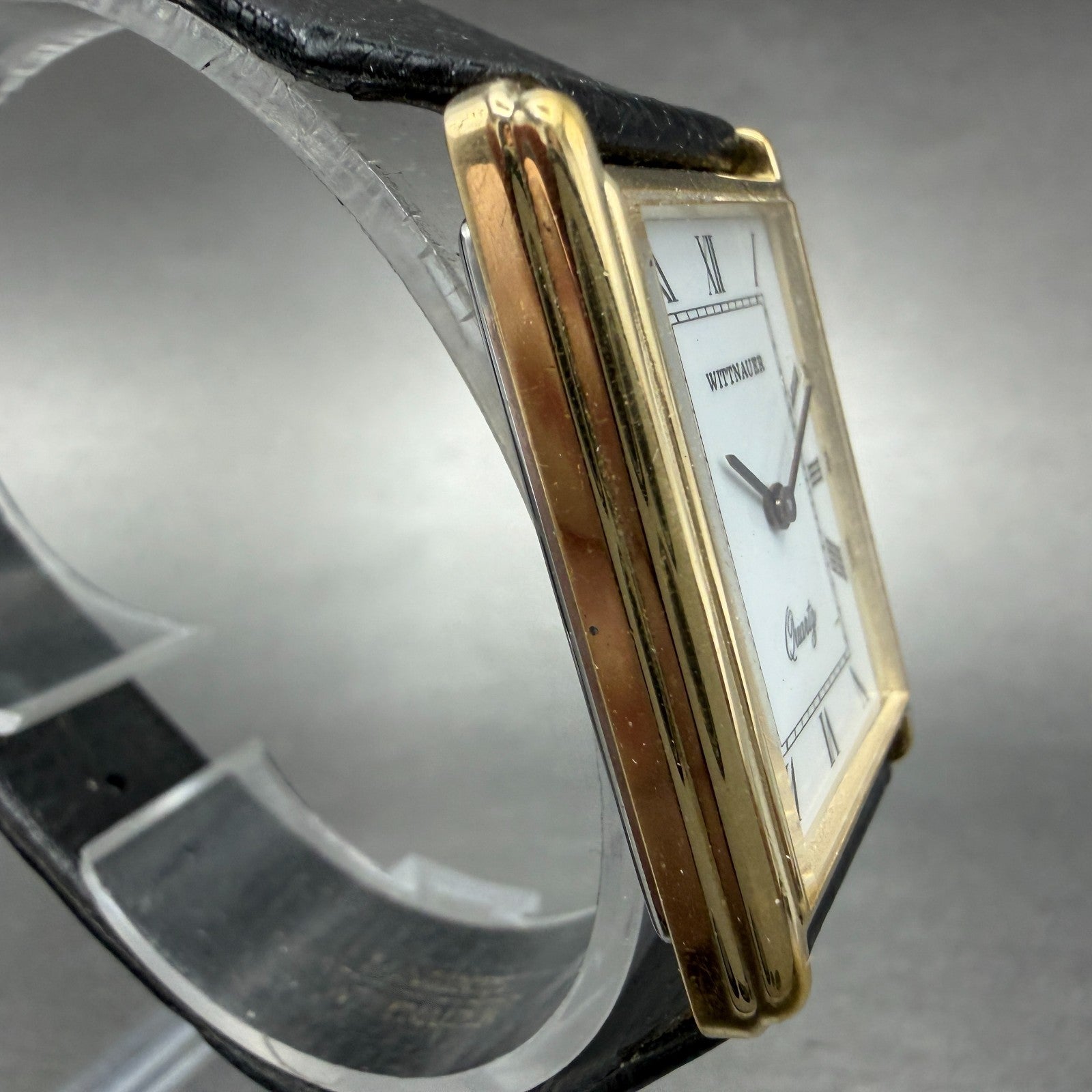Wittnauer Tank Watch Men 24mm White Dial Gold Tone Rectangle Vintage PARTS4