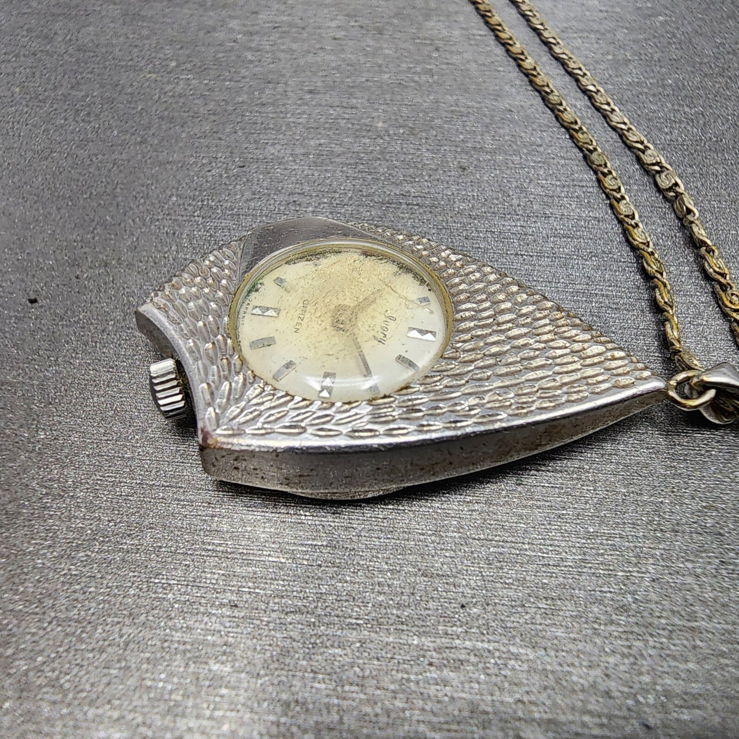 Citizen Ivory Pendent Watch Women White Dial Silver Tone Asymmetrical Manual Run3