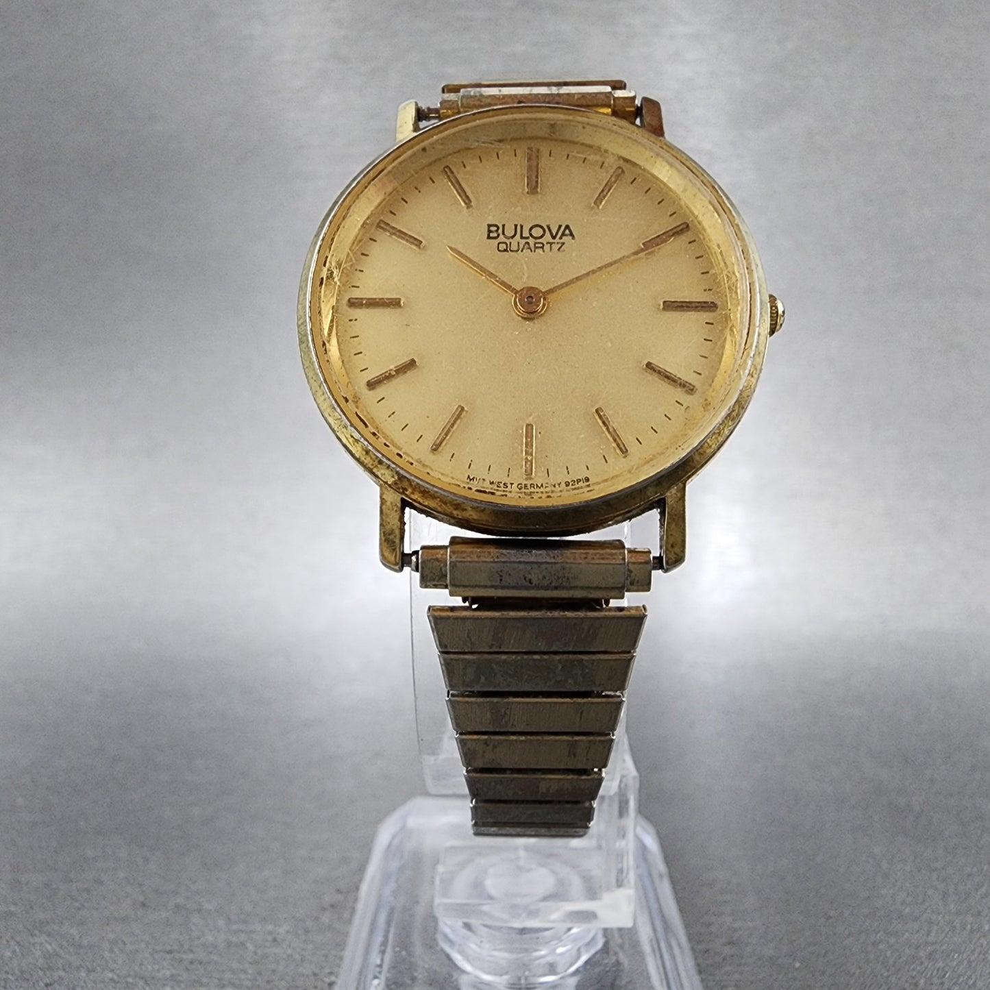 Bulova Watch Women 31mm Gold Dial Gold Tone Round 92P19 New Battery VTG5