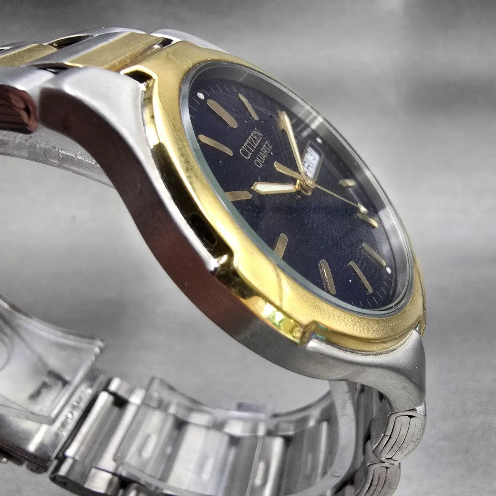 Citizen Watch Men 37mm Blue Dial Two Tone Daydate 2500-S071887 New Battery3