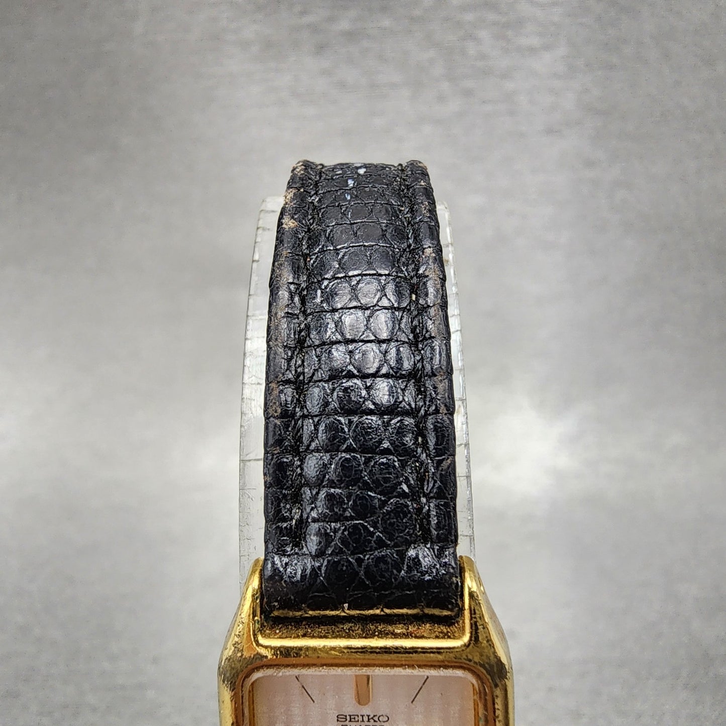 Seiko Tank Watch Women 17mm Silver Dial Gold Tone Rectangle 4N005121 New Batt4