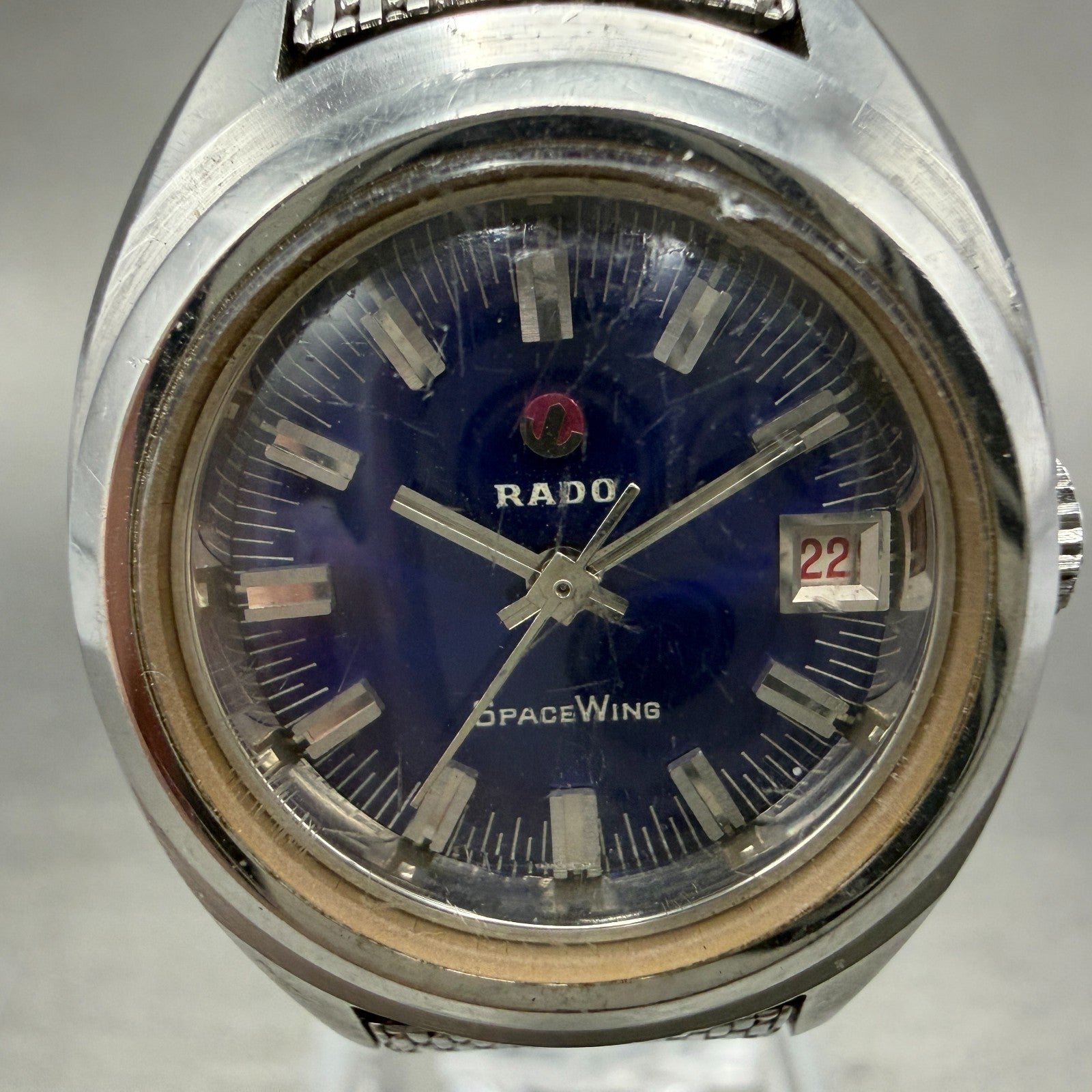 Rado Space Wing Watch Women 24mm Blue Dial Steel Date Automatic Runs VTG1