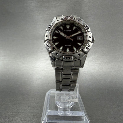 Citizen Dive Watch Women 28mm Black Dial Silver Tone Date 1012H22137 New Batt5