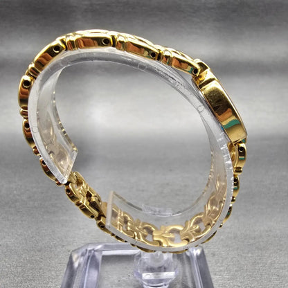 Bulova Watch Women 20mm Gold Dial Gold Tone Round 97S32 New Battery Vintage8
