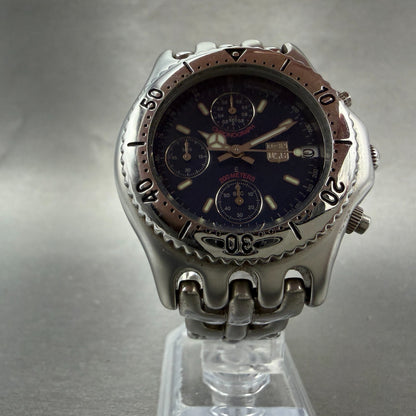 Elgin Chrono Watch Men 39mm Blue Dial Silver Tone Date Round FK-667 New Battery5
