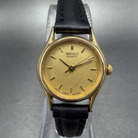 Seiko Watch Women 20mm Gold Dial Gold Tone Round 1N01-0E19 New Battery YFUYFU0
