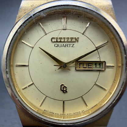 Citizen CQ Watch Men 34mm Champagne Dial Gold Tone Daydate 6101-915046 PARTS2