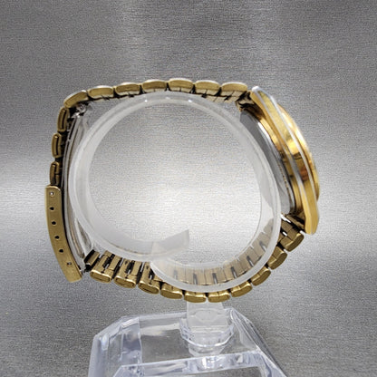 Seiko Spirit Watch Men 35mm Champagne Dial Gold Tone Daydate 7n437180 PARTS9