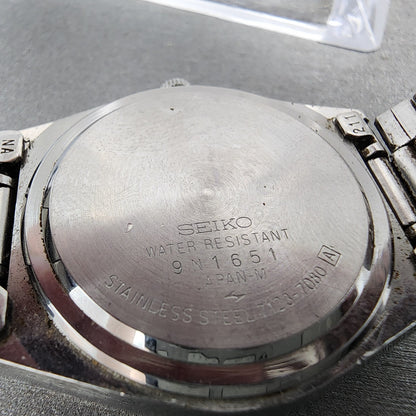 Seiko Type II Watch Men 34mm Silver Dial Silver Tone Daydate 7123-7080 PARTS