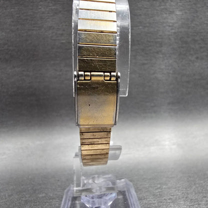 Seiko Tank Watch Women 17mm Gold Dial Gold Tone Rectangle 2C20-5830 New Battery7